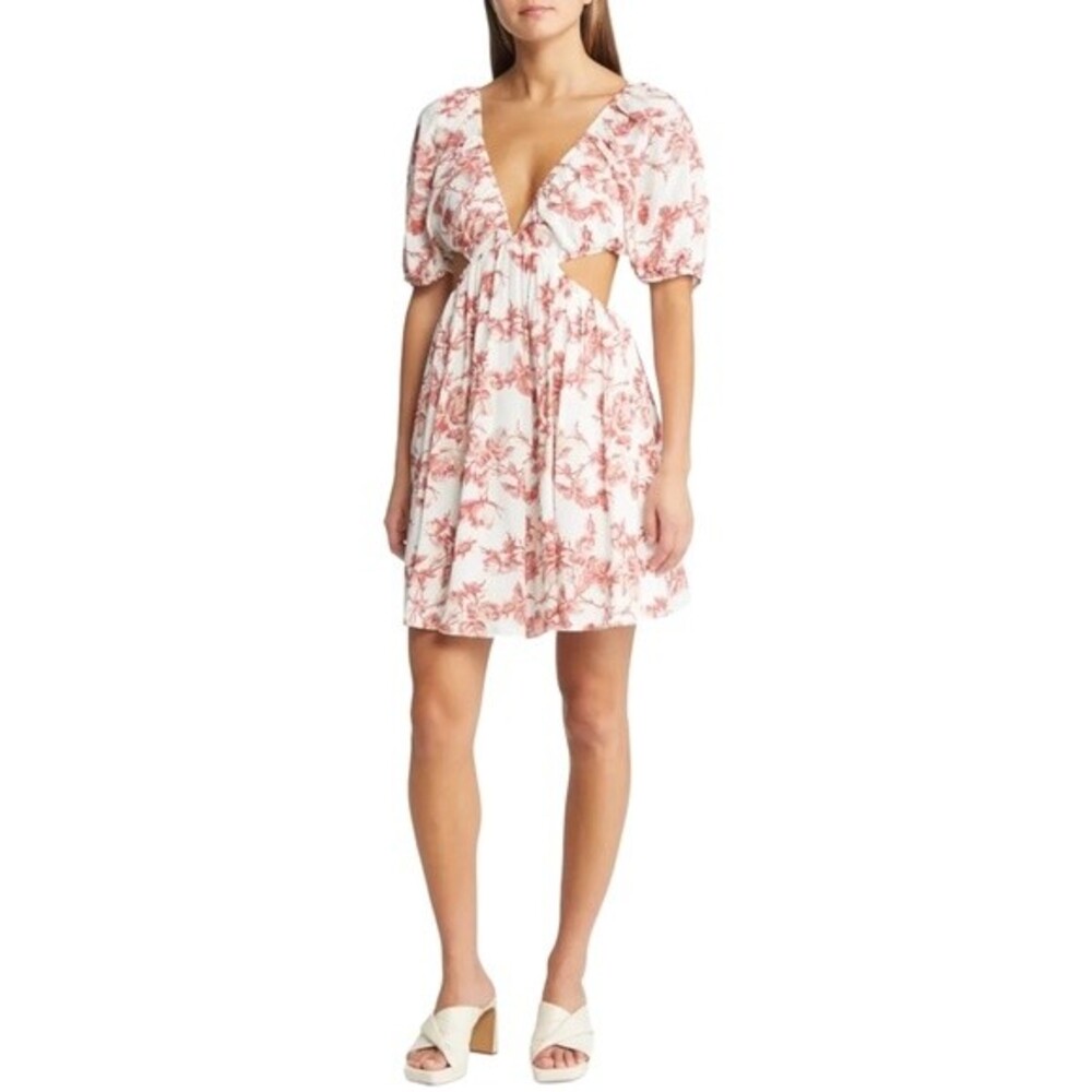 NWT Bardot Dress Eden Floral Minidress Red & White Print Women’s Size Medium NEW